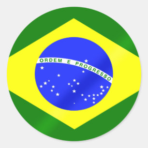 Brasiliansk flagga av gåvor och T från Brasilien Runt Klistermärke