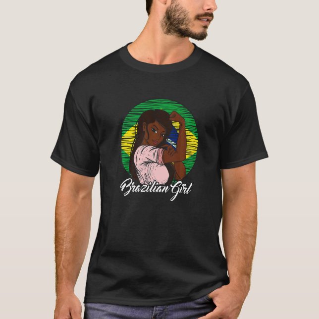 Brasiliansk Flagga Brasiliansk flicka 2 T Shirt (Framsida)