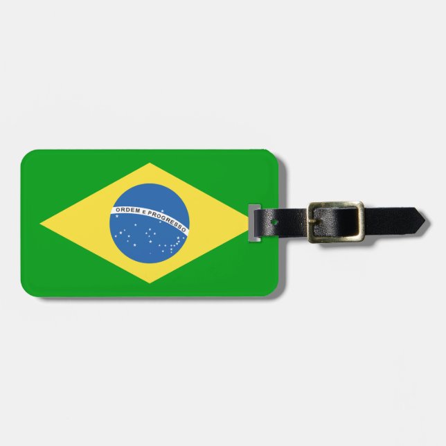 Brasiliansk Flagga Design Bagagebricka (Horisontell Framsida)