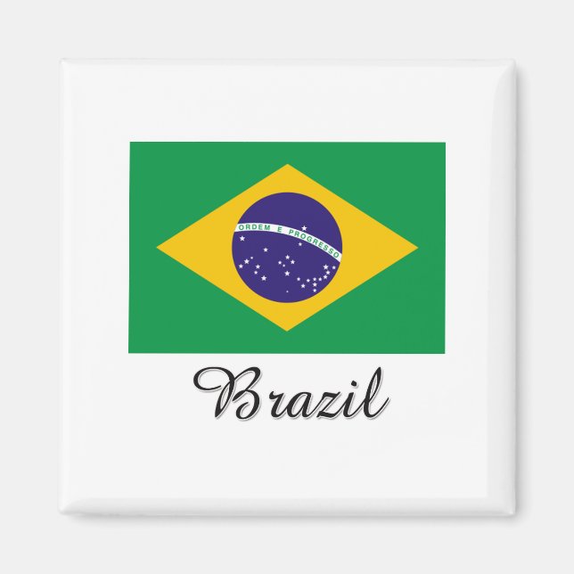 Brasiliansk Flagga Design Magnet (Framsidan)