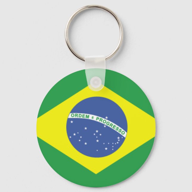 Brasiliansk Flagga Design Nyckelring (Framsida)