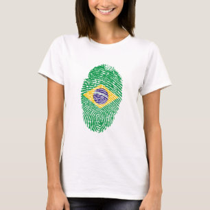 Brasiliansk Flagga Fingerprint T Shirt