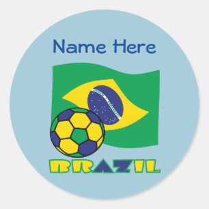 Brasiliansk Flagga Fotboll Brasilien Blue Personal Runt Klistermärke