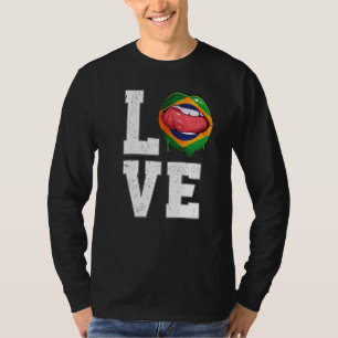 Brasiliansk Flagga Fotboll Fläkt Kärlek brasilians T Shirt