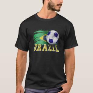 Brasiliansk Flagga Fotboll för brasilianskt Fläkt- T Shirt