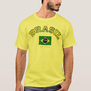 Brasiliansk flagga-fotboll stil tee