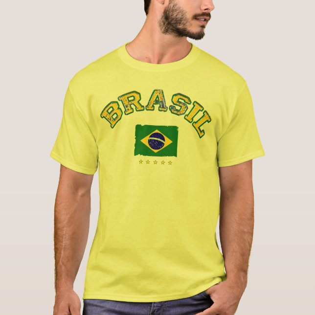 Brasiliansk flagga-fotboll stil tee (Framsida)