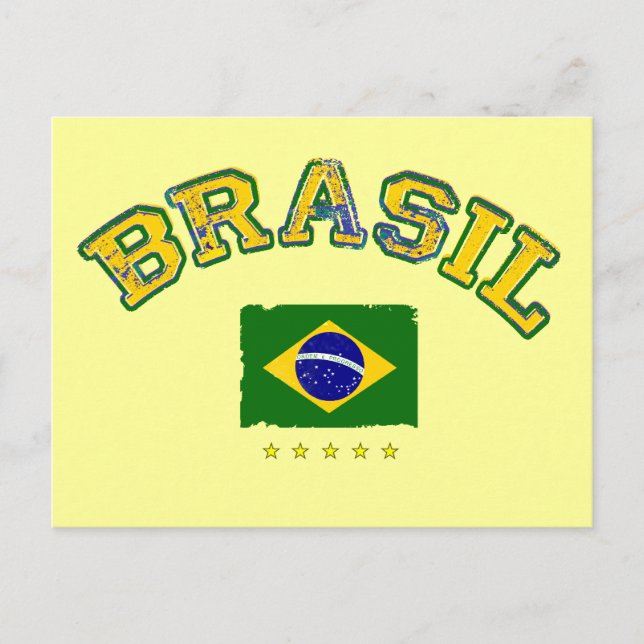 Brasiliansk flagga-fotboll stil vykort (Framsida)