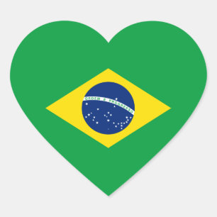 Brasiliansk Flagga Heart Sticker Hjärtformat Klistermärke
