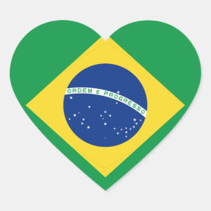 Brasiliansk Flagga Heart Sticker Hjärtformat Klistermärke