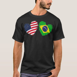 Brasiliansk Flagga Heart Valentines day Brasilians T Shirt