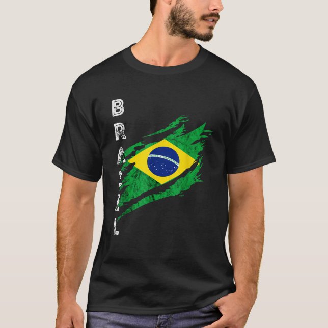 Brasiliansk Flagga Heroic Brazilian Roots Brasilia T Shirt (Framsida)