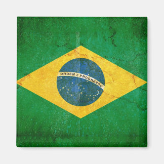 Brasiliansk Flagga i Grunge Magnet
