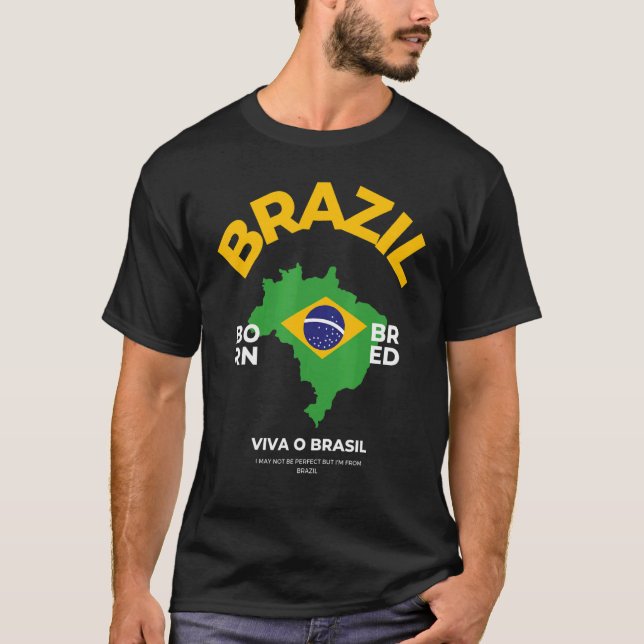 Brasiliansk Flagga Idea För manar och brasiliansk  T Shirt (Framsida)