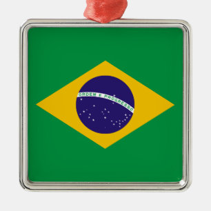Brasiliansk flagga julgransprydnad metall