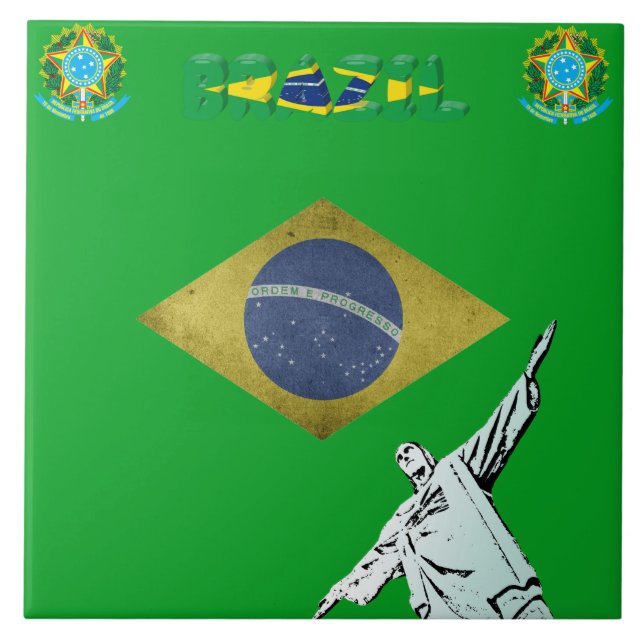 Brasiliansk flagga kakelplatta (Framsidan)