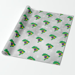 Brasiliansk Flagga Karta Wrapping Papper Presentpapper