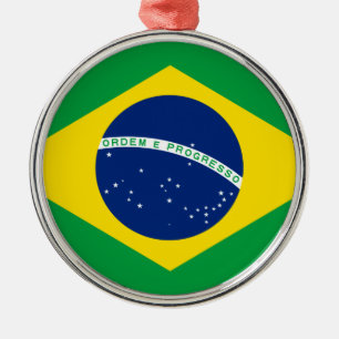 Brasiliansk flagga keramisk prydnadsföremål julgransprydnad metall