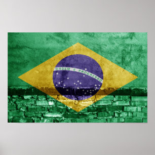 Brasiliansk flagga på väggen poster