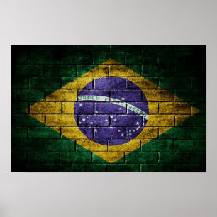 Brasiliansk flagga på väggen poster