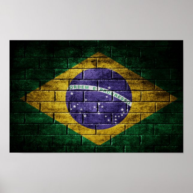 Brasiliansk flagga på väggen poster (Framsidan)