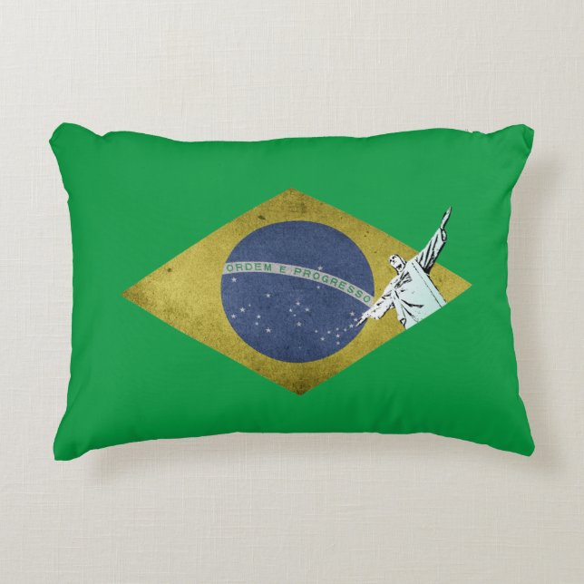 Brasiliansk flagga prydnadskudde (Framsidan)