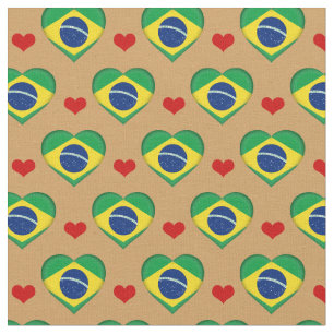 Brasiliansk Flagga Red Heart mode Fabric/Brasilien Tyg