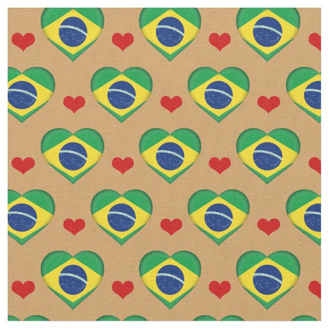 Brasiliansk Flagga Red Heart mode Fabric/Brasilien Tyg (Närbild)