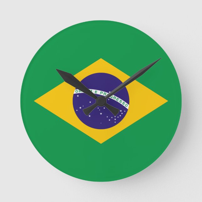 Brasiliansk flagga rund klocka (Framsida)