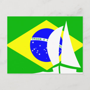 Brasiliansk Flagga Sailing Boat Brazilien Nautical Vykort
