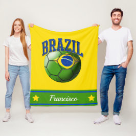 Brasiliansk Flagga Soccer Ball | Namn Fleecefilt