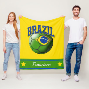Brasiliansk Flagga Soccer Ball Namn Fleecefilt