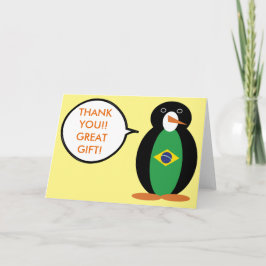 Brasiliansk Flagga som talar Penguin Personlig Tack Kort