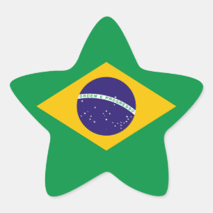 Brasiliansk flagga stjärnformat klistermärke