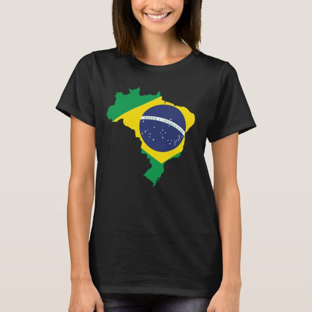 Brasiliansk Flagga T-Shirt Unik design för Brasili (Framsida)