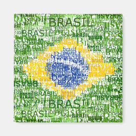 Brasiliansk Flagga - Textual Brasil Magnet