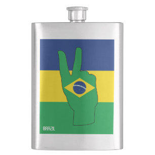 Brasiliansk Flagga Victory Sign Patriotic Fickplunta