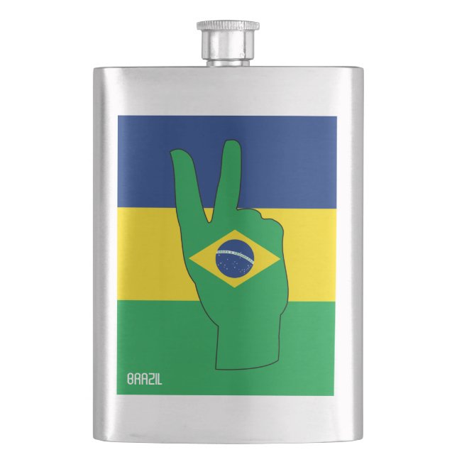 Brasiliansk Flagga Victory Sign Patriotic Fickplunta (Framsidan)