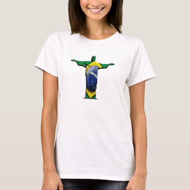 Brasiliansk flaggaKristus redeemeren Tee Shirt (Framsida)