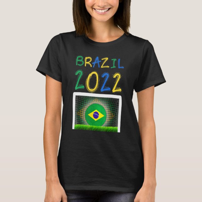Brasiliansk fotboll 2022 Brasiliansk Flagga Futebo T Shirt (Framsida)