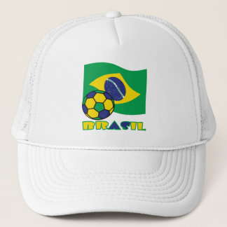 Brasiliansk fotboll och flagga truckerkeps
