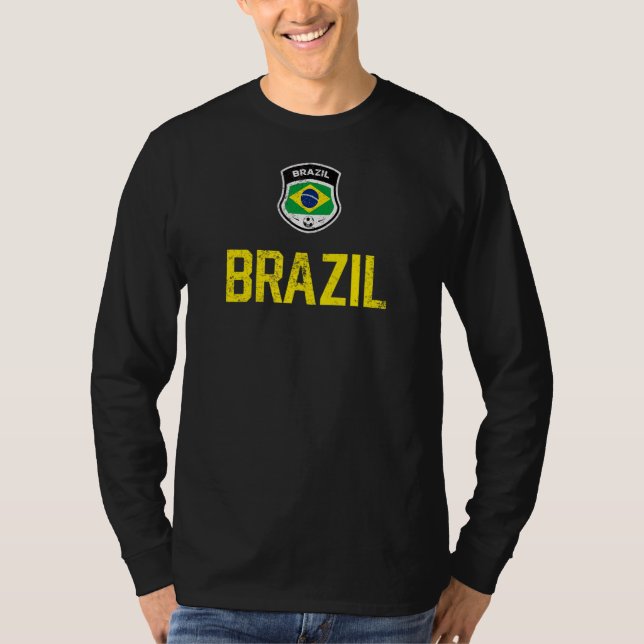 Brasiliansk fotbollslag Fläkt, Brasiliansk Flagga  T Shirt (Framsida)