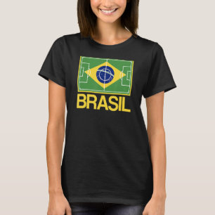 Brasiliansk fotbollsspelare Fält Flagga Brasil Lan T Shirt