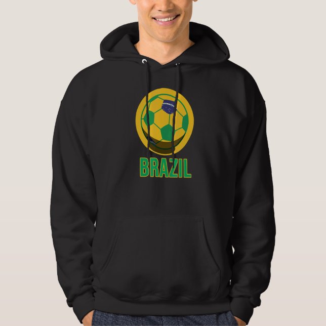 Brasiliansk fotbollsspelare i brasiliansk Flagga Hoodie (Framsida)