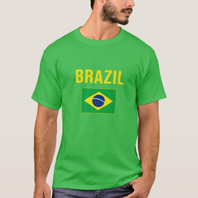 Brasiliansk fotbollsspelare i brasiliansk Flagga T Shirt (Framsida)