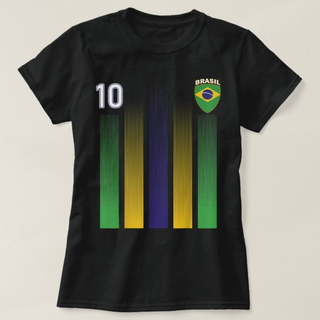 Brasiliansk fotbollsspelare Jersey Brasilien 10 Fo T Shirt (Design framsida)