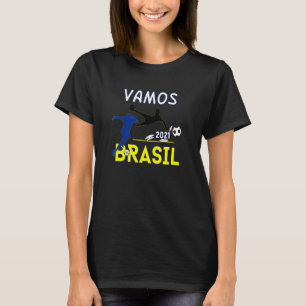 Brasiliansk fotbollsspelare Vamos Brasil Brasilian T Shirt
