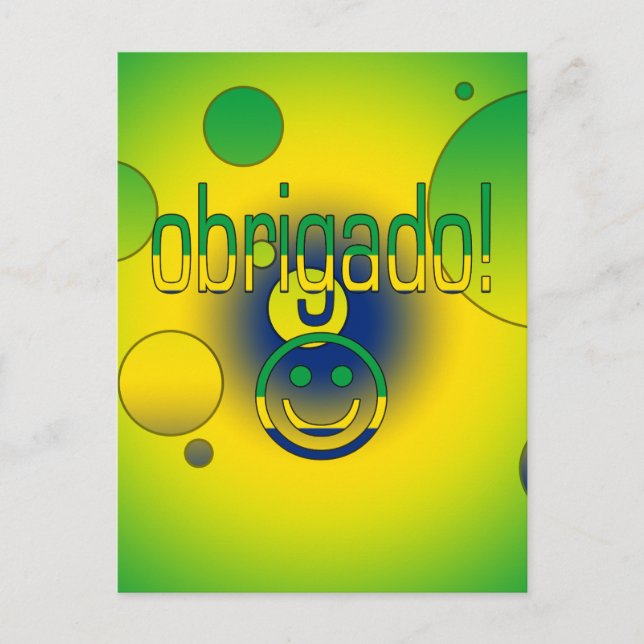Brasiliansk gåva Tack/Obrigado Ansikte Vykort (Framsida)