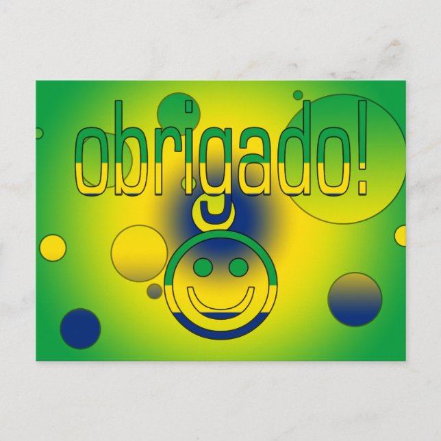Brasiliansk gåva Tack/Obrigado Ansikte Vykort (Framsida)