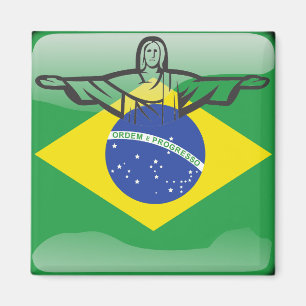 Brasiliansk glansig flagga magnet